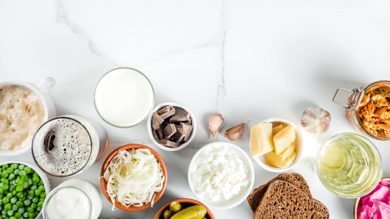 Probiotic foods supporting healthy vaginal bacteria and balanced pH.